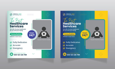 Medical healthcare social media banner design and web banner template