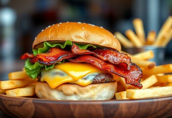 A mouthwatering hamburger with toppings