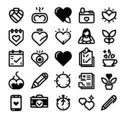 Different Icon set, Heart, Flower, Camera