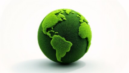 A 3D rendering of a green grass globe on a white background.