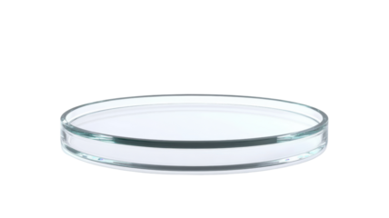 Empty petri dish on transparent background for scientific research