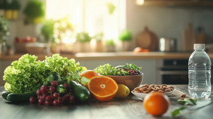 A vibrant still-life composition showcasing fresh, organic fruits and vegetables