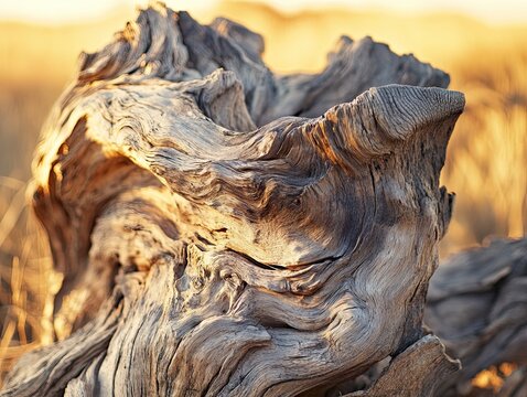 swirling fragments of dry ded wood trunk and branches on the foreground