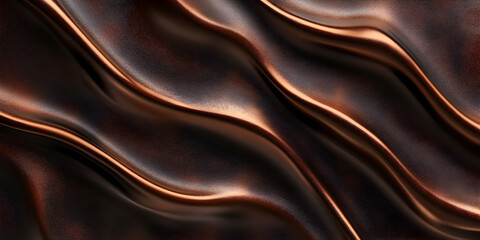 Fototapeta premium A mesmerizing abstract 3D artwork featuring smooth, flowing metallic bronze waves with a rich texture and glossy finish. Perfect for luxury designs, branding, and digital art projects.