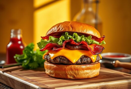 Photorealistic hamburger image