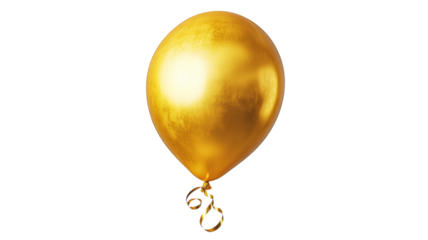 Shiny gold balloon floating with transparent background