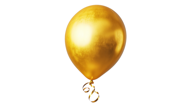 Shiny gold balloon floating with transparent background