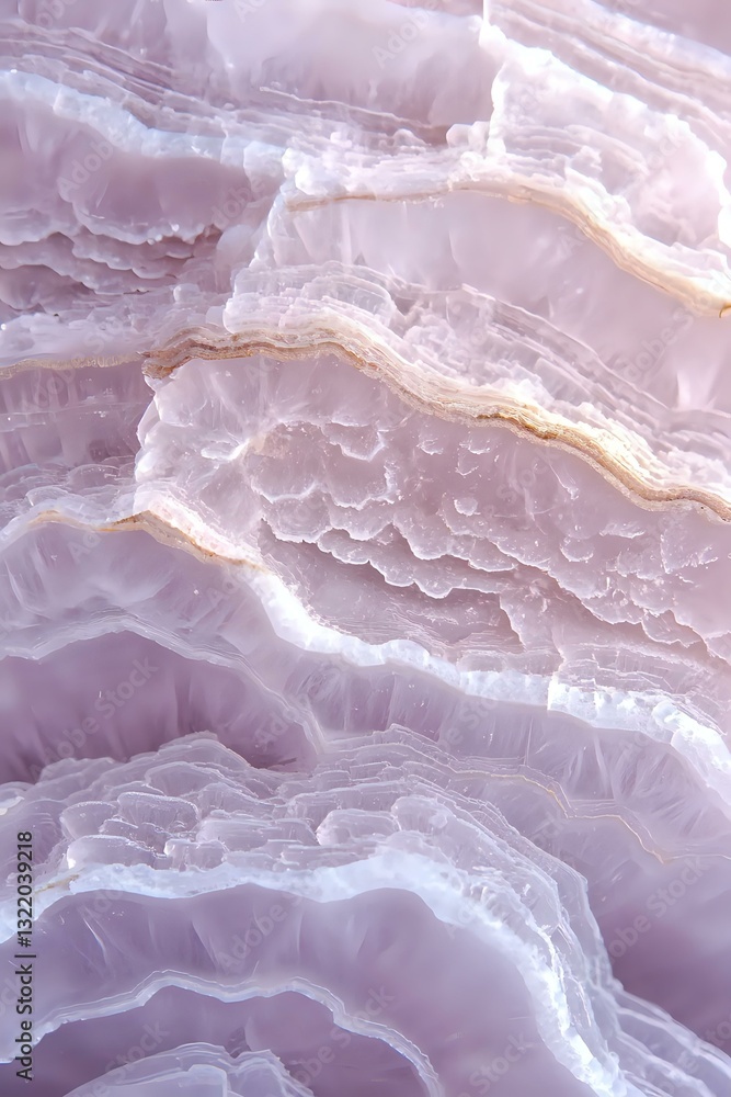 Poster ethereal purple agate crystal macro showing delicate layered patterns and natural formations with go