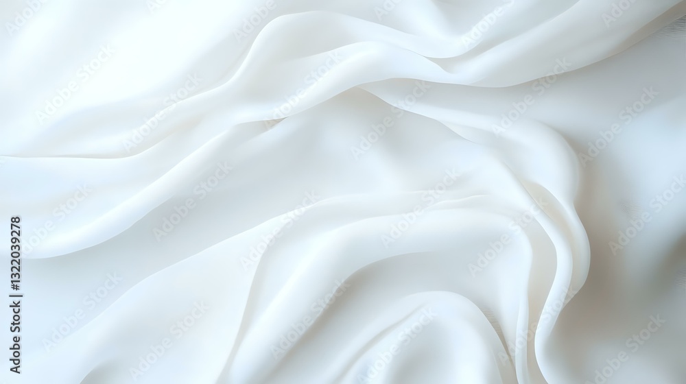 Poster soft white fabric with gentle folds and waves creating an elegant abstract background texture. smoot
