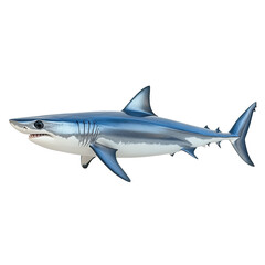 Obraz premium A mako shark with a sleek and fast body isolated on white background.PNG