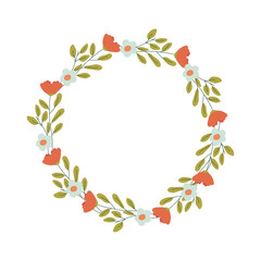 wreath of flowers and leaves. Floral wreath. Vector illustration. vector template