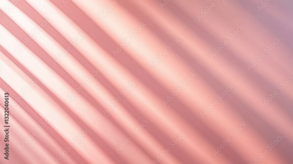 Poster light and shadow create linear patterns on a peach-toned surface