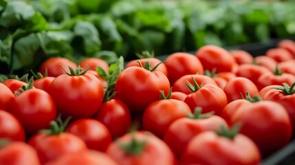 Abundant Harvest of Luscious Red Tomatoes in Thriving Farm Greenhouse