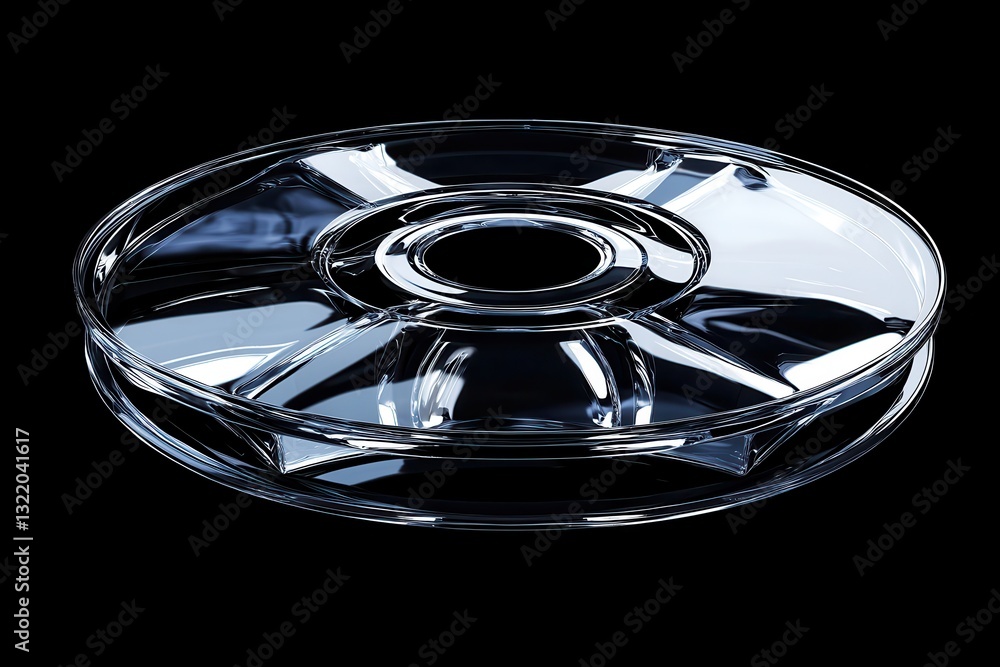 Poster transparent circular object with complex geometric design and lighting