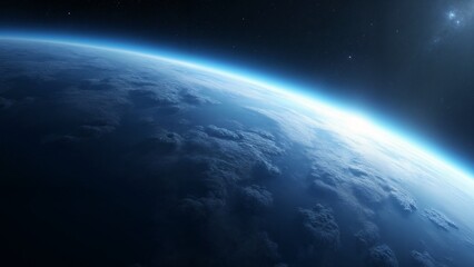 A view of the earth from space with a bright light shining through the clouds.