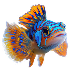 A mandarin fish with psychedelic colors isolated on white background.PNG