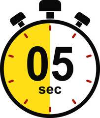 Stopwatch and Timer icon. 10 second countdown timer sign. Cooking time vector. Countdown timer symbol isolated on transparent background. Deadline related icon. Vector illustration.