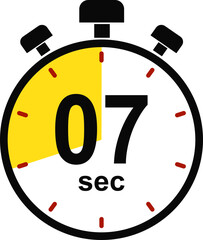 Stopwatch and Timer icon. 10 second countdown timer sign. Cooking time vector. Countdown timer symbol isolated on transparent background. Deadline related icon. Vector illustration.