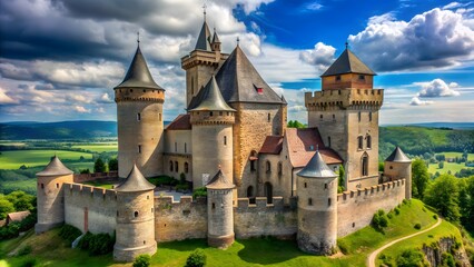 Fototapeta premium Medieval Castle on Hilltop
