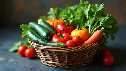 Fresh Organic Produce Overflowing with Color, Symbolizing Health, Sustainability, and Farm-to-Table Living