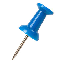 Blue Push Pin Thumbtack Isolated on Transparent Background