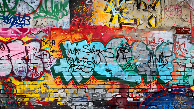 Fototapeta A wall covered in graffiti with the word "rock" written on it