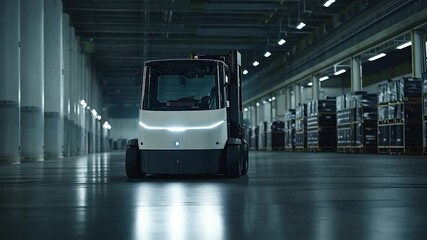 Autonomous forklift in a large warehouse - Powered by Adobe