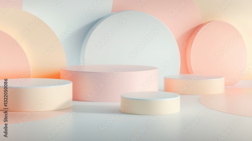 Poster Modern minimalist design featuring soft overlapping geometric shapes and pastel tones for creative resources and elegant backgrounds