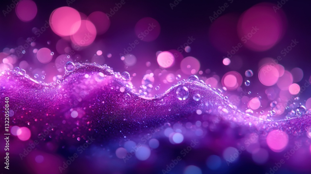 Poster abstract bubbles glisten on vibrant waves against bokeh background, creating depth