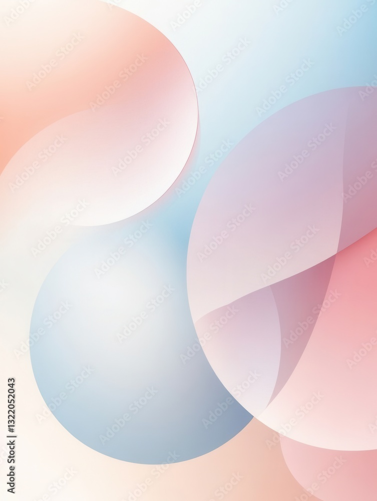 Poster Modern minimalist background featuring soft geometric shapes in light pastel tones with smooth gradients and subtle drop shadows for creative use
