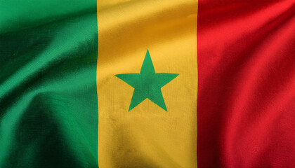 National flag of Senegal, silk fabric. Banner for celebrating Independence Day.