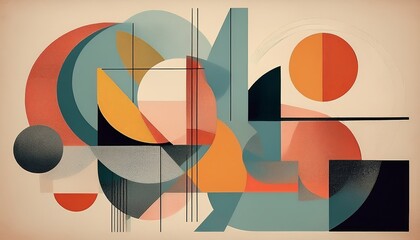geometric shapes and organic forms blend in a vibrant digital canvas