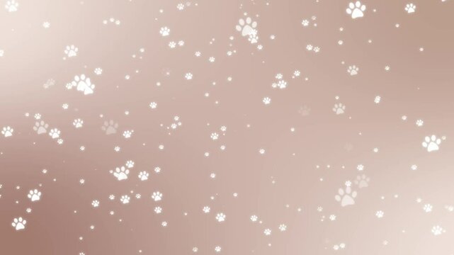 Floating paw print particles warm neutral brown background animation, pet wallpaper