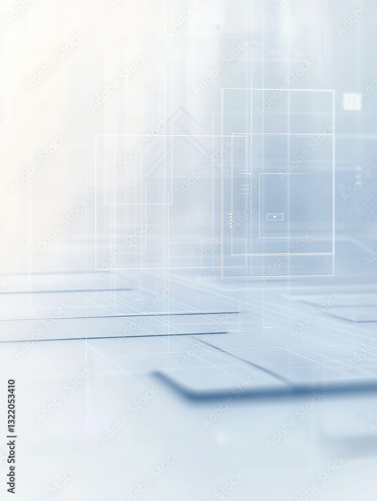 Poster sleek uiux wireframe background featuring soft grid lines and transparent elements for modern digita