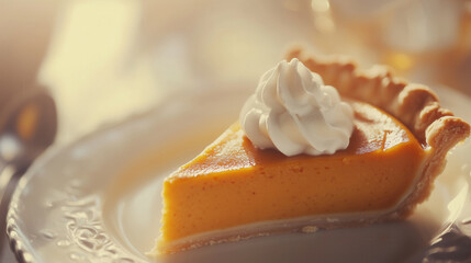 Pumpkin Pie Slice with Whipped Cream