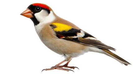 Fototapeta premium European goldfinch standing on transparent background