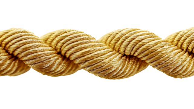 Golden rope weaving a seamless pattern on transparent background