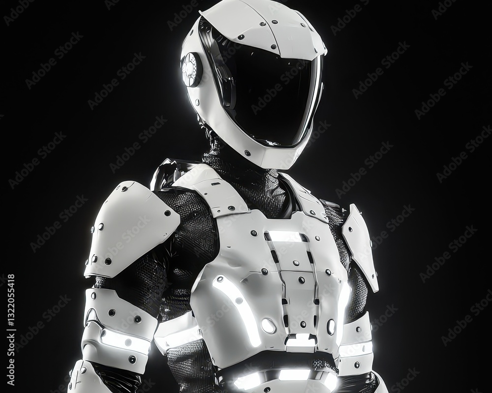 Aufkleber futuristic robot character with high-tech armor and sleek design