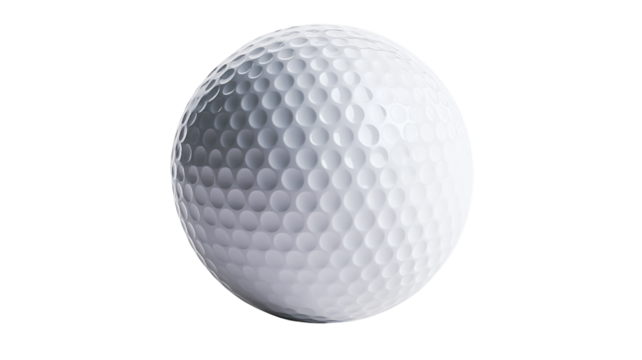 White golf ball rotating on transparent background