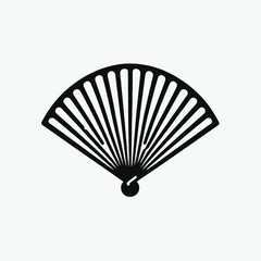 Hand Fan silhouette in black on a white background