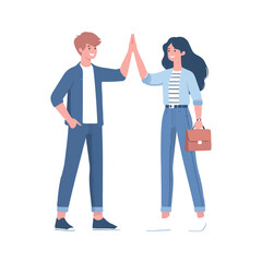 vector young man standing and jumping happily