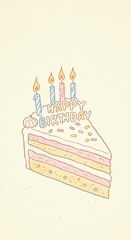 Birthday Cake Slice Illustration