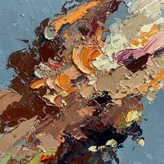 Fototapeta premium Abstract Expressionist Painting: Thick Textured Brushstrokes & Vivid Color Explosion abstract art, creative artwork, color explosion, gestural painting, impasto texture, expressive abstract,contempor