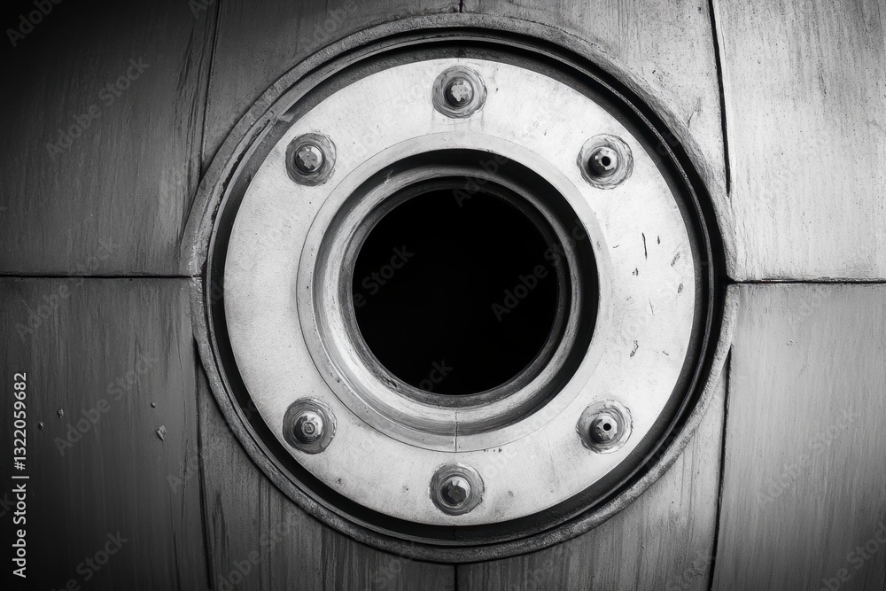 Poster this black and white photograph captures the image of a circular object in clear and precise detail 