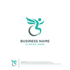 Logo design of disabled people care and support with people wings