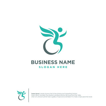 Logo design of disabled people care and support with people wings