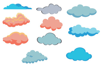 Vector clouds in various colors that can be used for icons, illustrations and backgrounds
