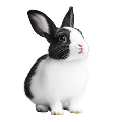 Obraz premium Adorable Black and White Rabbit on Transparent Background
