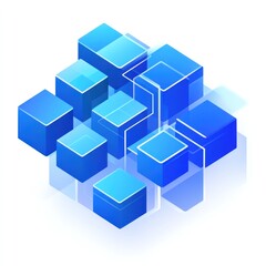 Obraz premium Interconnected blue cubes forming a network.