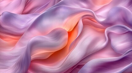 Fototapeta premium Abstract waves of soft purple, orange, and pink blend in a fluid, gentle texture